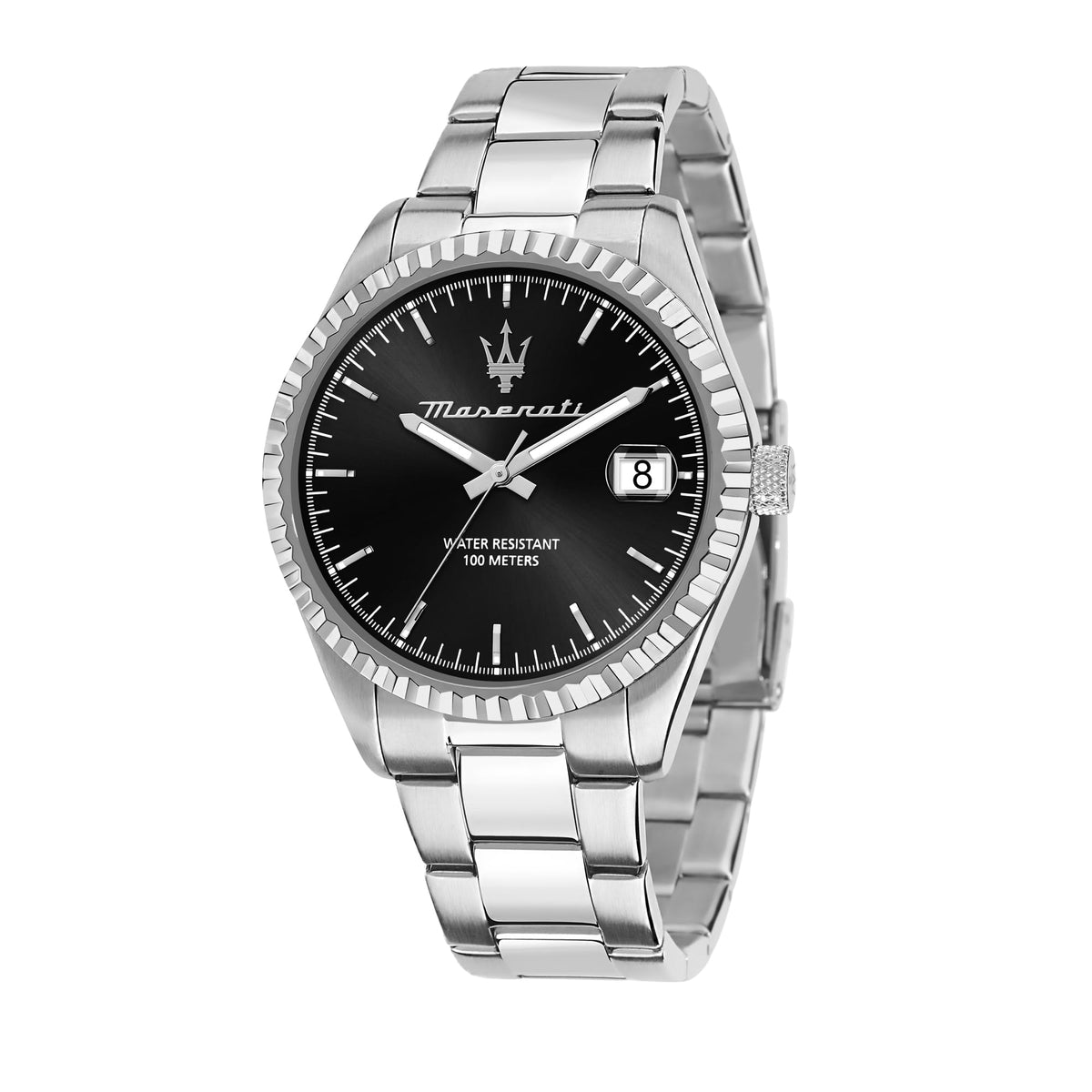 Maserati COMPETIZIONE Men's Quartz Watch, Time and Date, R8853100028, Silver, 43mm, Bracelet, Silver, 43mm, Bracelet