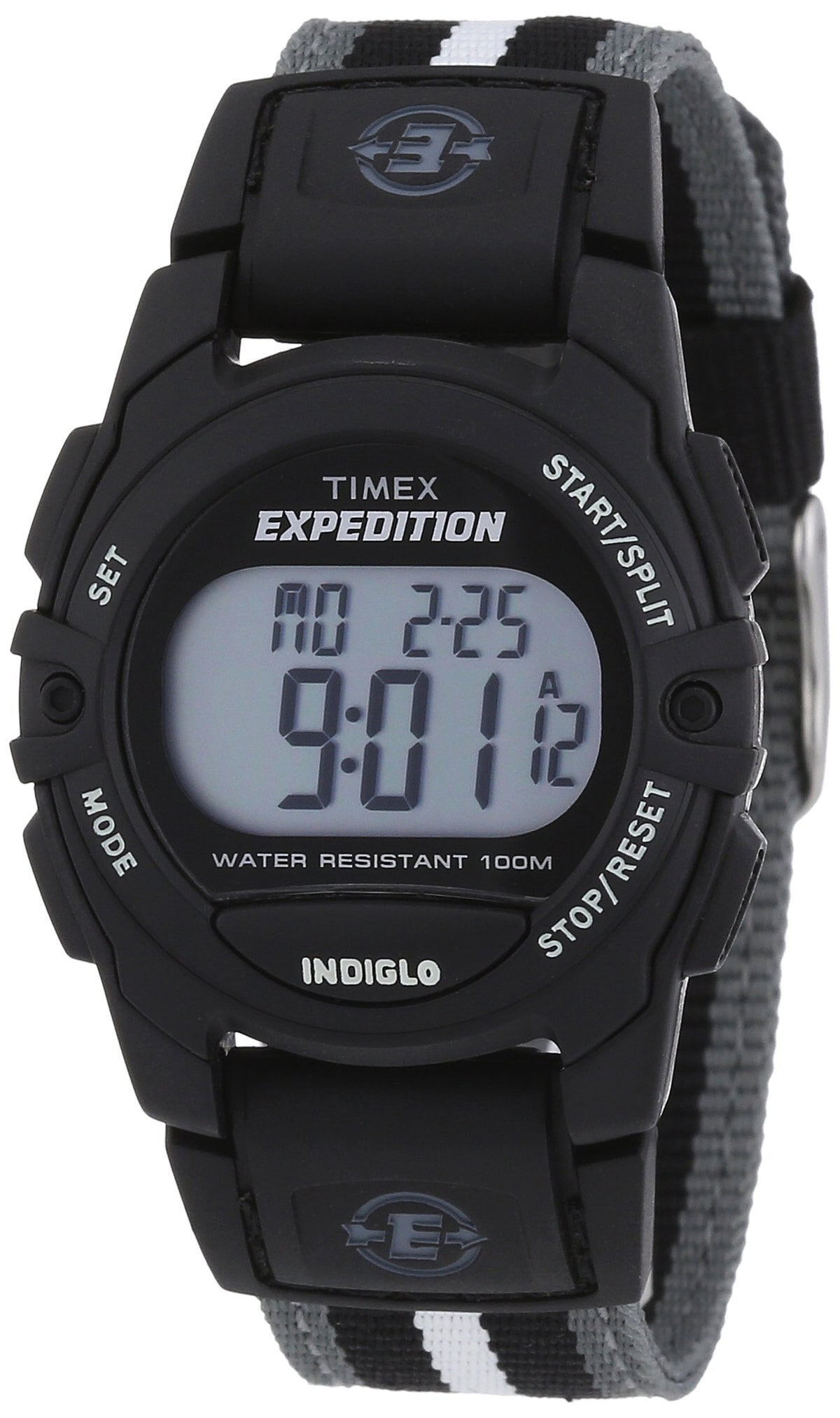 Timex Expedition Digital Chrono Alarm Timer 33mm Watch - Black/Gray Stripe