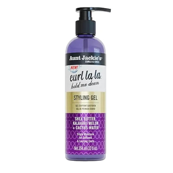Aunt Jackie's Curls & Coils Curl La La Hold Me Down Styling Gel, 12 fl oz Triple Moisture for Defined and Lasting Curls