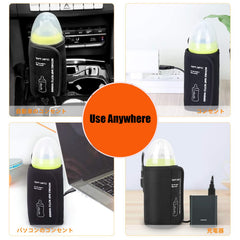 Excefore Bottle Warmer Bag, Baby Bottle Warmer Insulation Cover, Portable USB Car Baby Bottle Insulator, Keep Baby Milk Temperature, Feeding Bottle Thermostat for Home Outside in Car (Black)