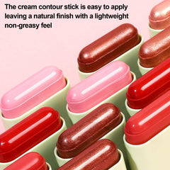 Highlighter Creamy Blush Stick, Skin-Illuminating Highlighter Makeup Stick, Suitable for Girls and Women (Shy Pink)