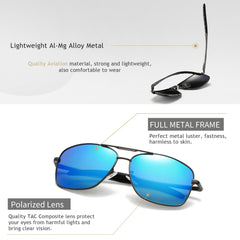 SUNGAIT Men's Polarized Square Aviator Sunglasses Durable Metal Frame for Fishing Driving Golf 100% UV Protection