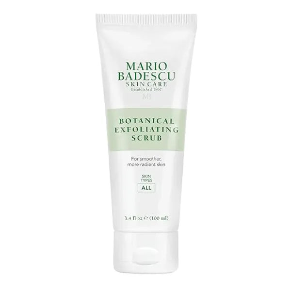 Mario Badescu Botanical Exfoliating Scrub for All Skin Types, Face Scrub with Ivory Palm Seeds & Green Tea Extract, Gentle Exfoliating Face Wash, 3.4 Fl Oz 100 ml .