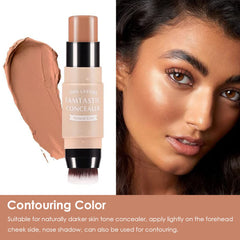 Contour Stick, Contour Foundation Stick, Creamy Concealer Bronzer Stick, Highlighter Bronzer Pen, Face Brightens Shades Pencil with Brush, Highlighting Shade, Waterproof, Longwear Makeup