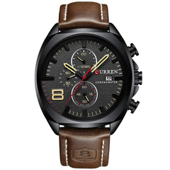 CURREN Quartz Watches for Men's Original Brand Multi-function Calendar style Waterproof Boys Leather Wrist Watch 8324 - Brown black