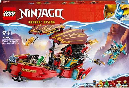 LEGO 71797 NINJAGO Destiny's Bounty - race against time, Ninja Air Ship Toy Set with 2 Dragon Figures & 6 Minifigures, 2023 Vehicle Set, Birthday Gift Idea for Kids