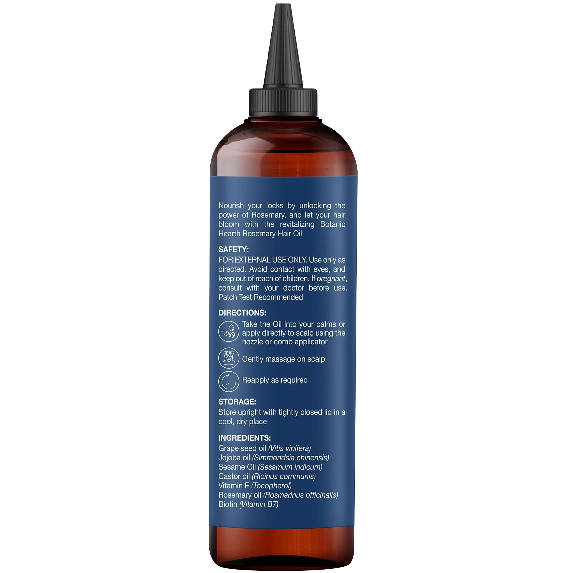 Botanic Hearth 100% Pure Rosemary Oil For Hair Growth Infused With Biotin | 198 ml | Hair Strenghtening Treatment | Nourishing & Volumizing | With Jojoba Oil & Castor Oil | Non GMO Verified