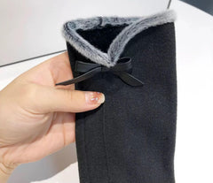 CasRmia Winter Gloves for Women Windproof Gloves Warm Gloves with Luxuriously Lined Touchscreen gloves with butterfly bow elegant and fashionable - Black