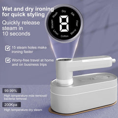 VorsiPro Steam Iron for Clothes Smart Display, Handheld Steamer Iron Support Dry and Wet Ironing,180° Rotatable Handheld Size Portable Fabric Clothing Steamers for Travel and Home (A)
