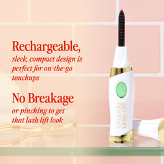 Grande Cosmetics Lash Lift Heated Eyelash Curler, Rechargeable and Travel-Friendly, 2 Heat Settings