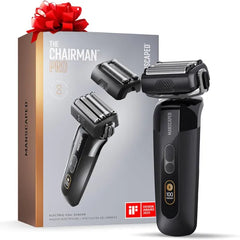 MANSCAPED The Chairman PRO Men’s Electric Foil Face Shaver - Two Interchangeable Blade Heads, SkinSafe Four-Blade Foil & Stubble Trimmer, USB-C Wireless Compatible Charging, Gentle on Neck