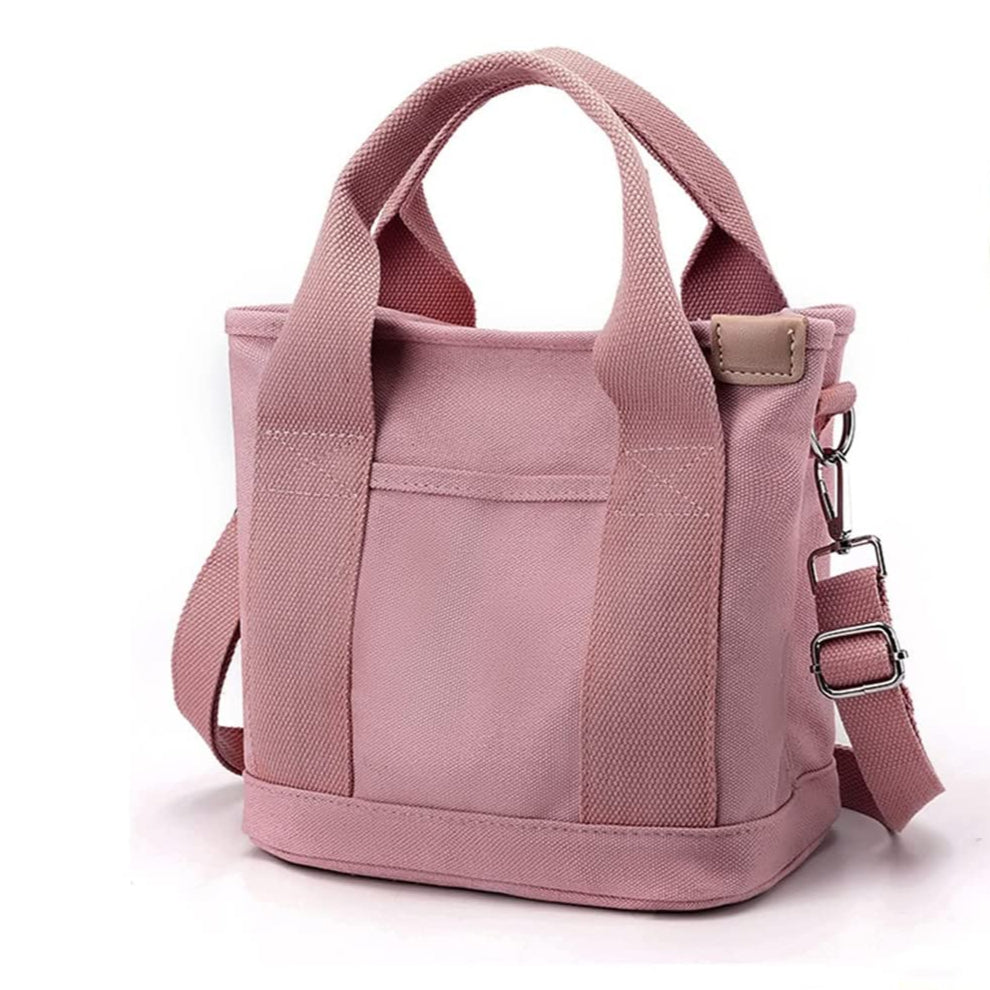 MAAWO Large Capacity Multi-Pocket Handbag Canvas Japanese Handmade Tote Crossbody Bag Shoulder Purse for Work Daily Travel (Pink)