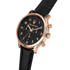 Maserati Epoca Men's 42mm Strap Watch Limited Edition Chronograph Analogue - R8871618015 - black/black sunray