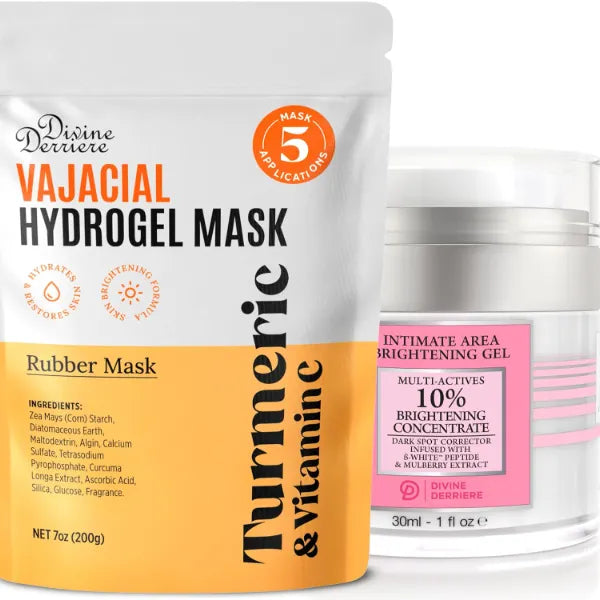 Divine Derriere THE Intimate Duo - Save 15% on Hydrogel Mask with Turmeric & Vitamin C and Intimate Area Dark Spot Corrector Gel – A Complete Post-Wax Care Premium Modeling Mask Kit