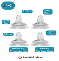 BelBeyo Sippy Spout for Philips Avent Natural Baby Bottles, My Grippy Spout Sippy Cup and Natural Trainer Sippy Cup | 4-Count | Soft Spout | Food Grade Silicone | Variable Flow (Sippy Spout )