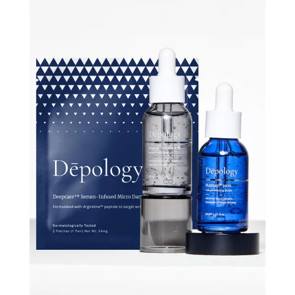 Depology Anti-Aging Trio, MATRIXYL 3000, 10% Argireline Peptide Serum, Deepcare+ Serum-Infused Micro Dart Patche
