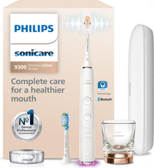 SONICARE Philips DiamondClean Smart 9300 Electric Toothbrush, Sonic Toothbrush with App, Pressure Sensor, Brush Head Detection, 4 Brushing Modes and 3 Intensity Levels, Rosegold, Model HX9903/65