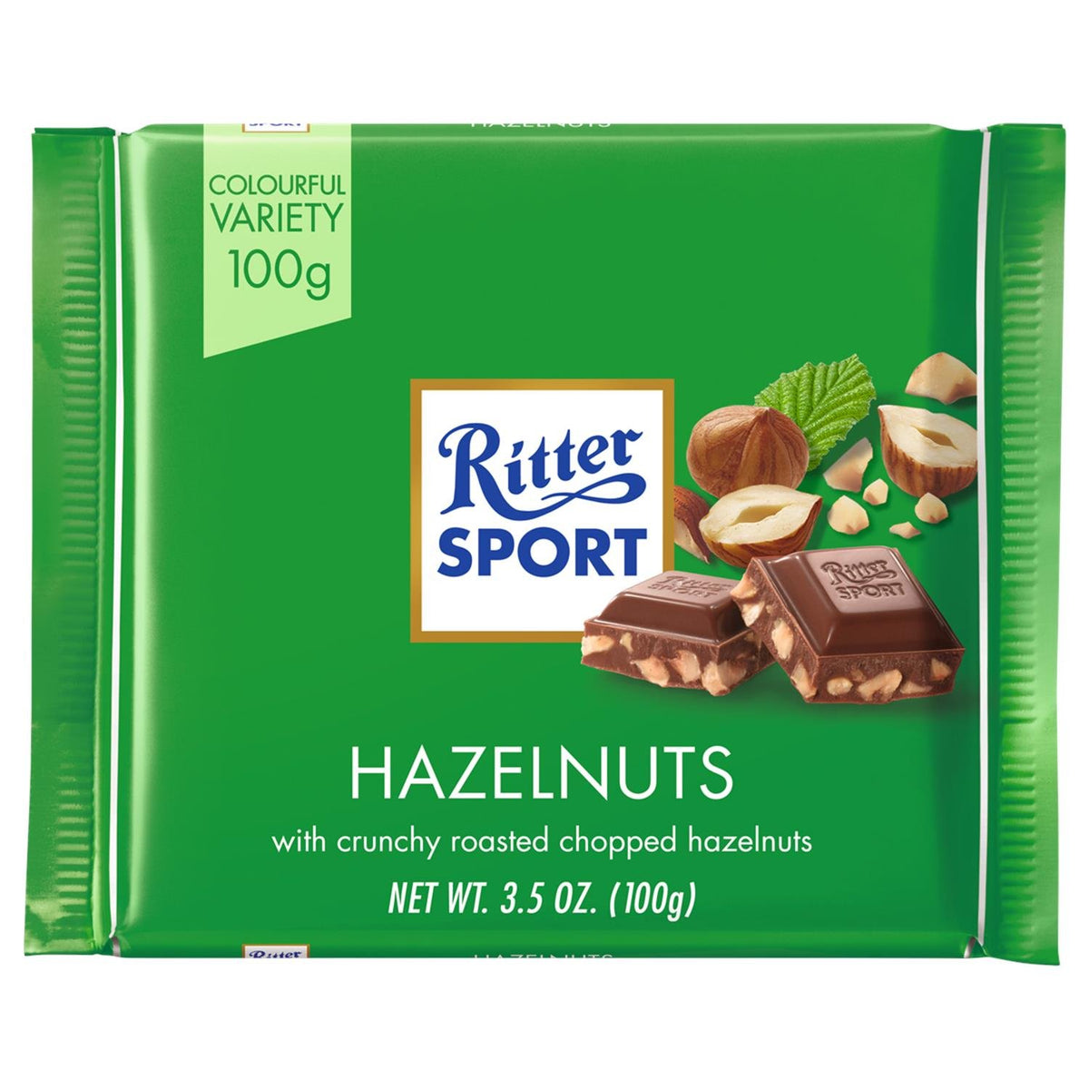 Ritter Sport Chopped Hazelnut Chocolate With Crunchy Roasted Chopped Hazelnuts - 100g