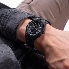 GUESS Men's 42mm Watch - Silver Tone Strap Black Dial Silver Case