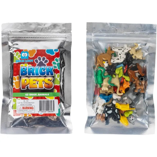 Brick Loot Animal Toy Pet Pack – 42-Piece Miniature Animal Figures Set, Educational Playset for Kids, Includes Assorted Wild and Domestic Animals, Ideal for Learning and Imaginative Play