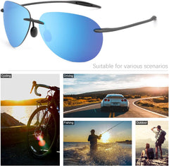 Polarized Sunglasses for Men Women Rimless Frame Driving Glasses UV400 Protection Mirror Lens Shades Sport Eyewear Eyeglasses