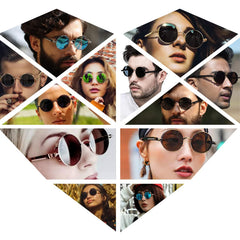 Joopin Steampunk Round Sunglasses - Metal Frame, 100% UV Protection (B06-Pink Retro)