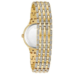 Bulova Crystal Pave 3-Hand Quartz Slim Case Watch - Yellow Gold