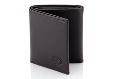 Stealth Mode Leather Trifold RFID Wallet For Men With Flip Out ID Holder - Coffee