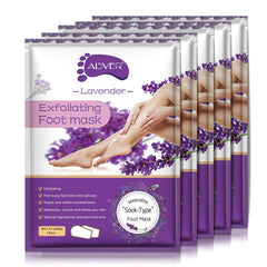 ALIVER Foot Peel Mask - 5 Pack, Exfoliating Feet Mask For Baby Soft Skin, Repair Dead Skin, Calluses, ed - Lavender