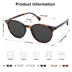 SOJOS Small Round Classic Polarized Sunglasses for Women Men Vintage Style UV400 Lens MAY SJ2113