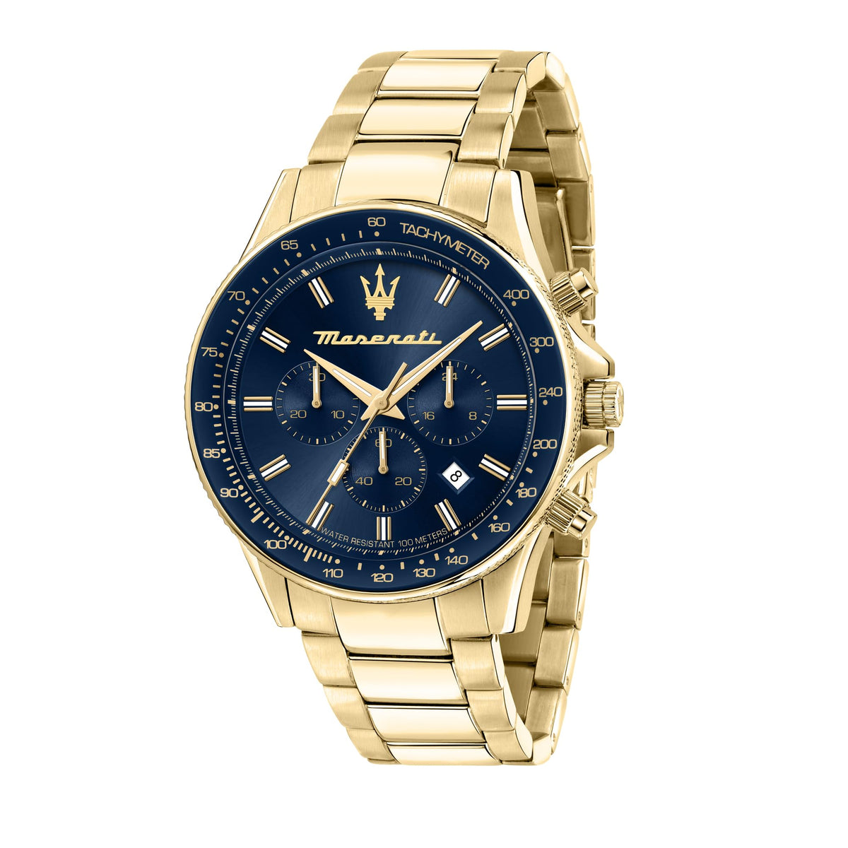 Maserati R8873640008 Yellow Gold Steel Analog Quartz Man Watch, Gold, Chronograph