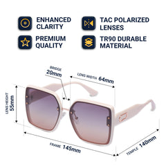 Flaneur Stylish Polarized Sunglasses for Women & Men Square-Frame - UV Protection, Lightweight, Scratch-Resistant, Trendy Eyewear & Accessories for Ladies UV400