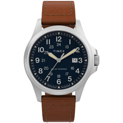 Timex Men's Expedition North Field Post Solar Watch – Black Dial Stainless Steel Case & Bracelet - Brown/Blue