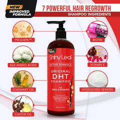 Shiny Leaf DHT Blocking Shampoo for Hair Growth and Thinning Hair Treatment - Active Natural Formula, Reduces Shedding for Men & Women (2 Pack)