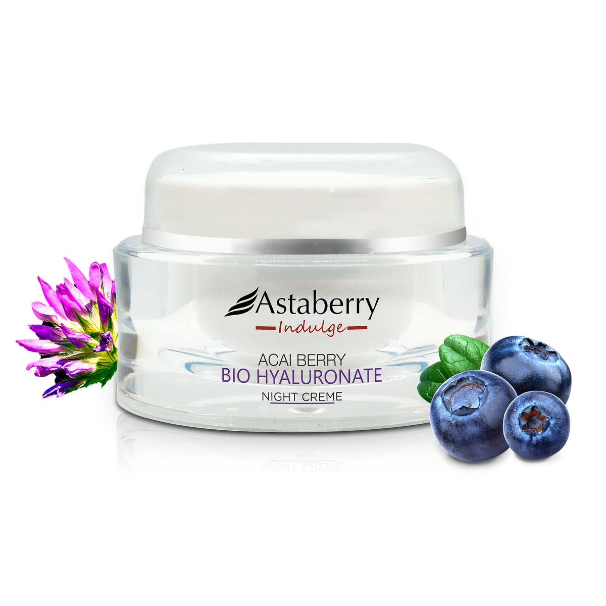 Astaberry Indulge Acai Berry Bio Hyaluronate Night Crème For Face | Bakuchiol & Ginseng Extract | reduces fine lines & wrinkles | Suitable for all skin types 50g
