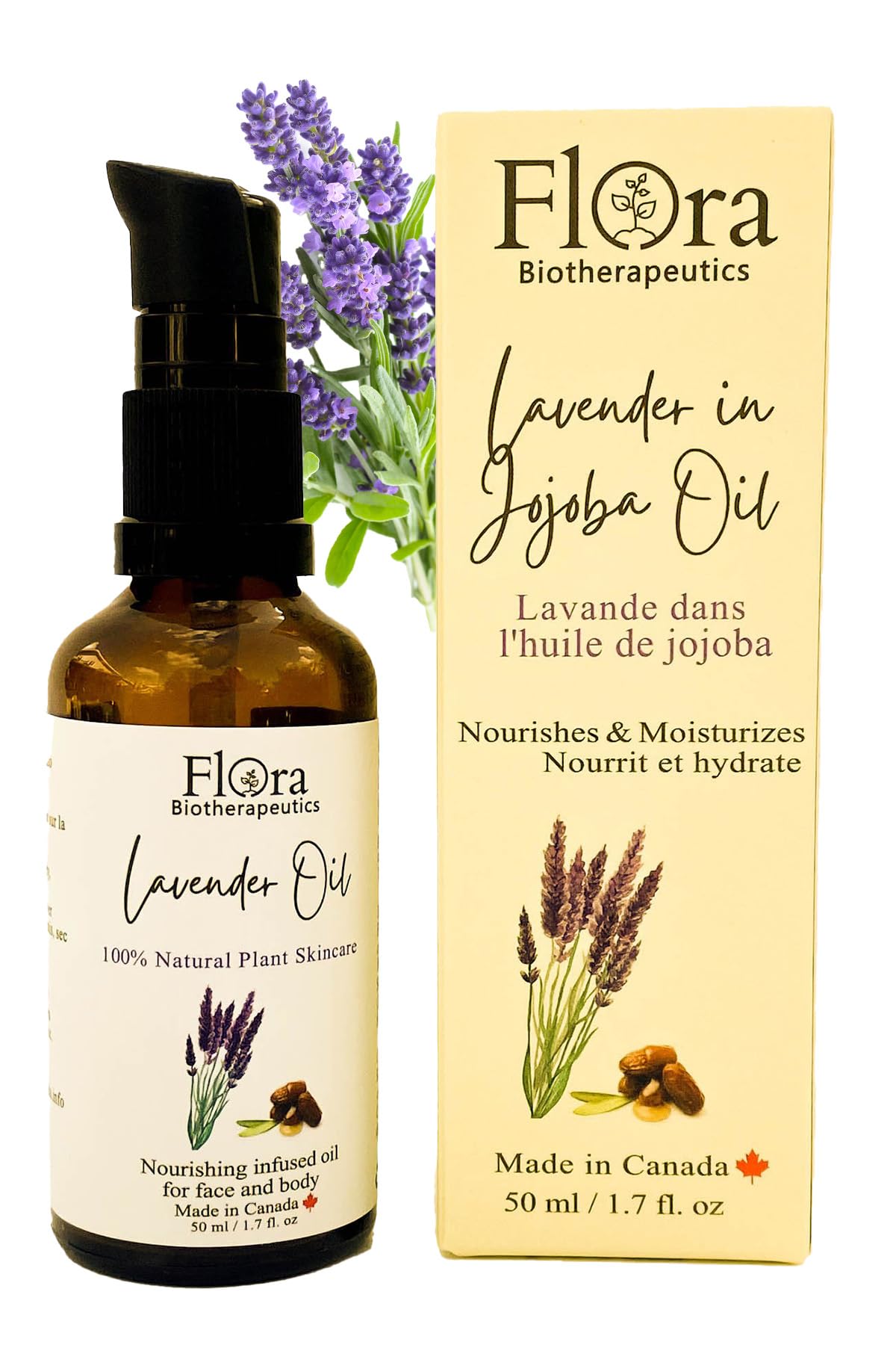 Flora Biotherapeutics Organic Lavender infused in JOJOBA Oil. Relaxing. Calming. Regenerative. 1.7 fl oz