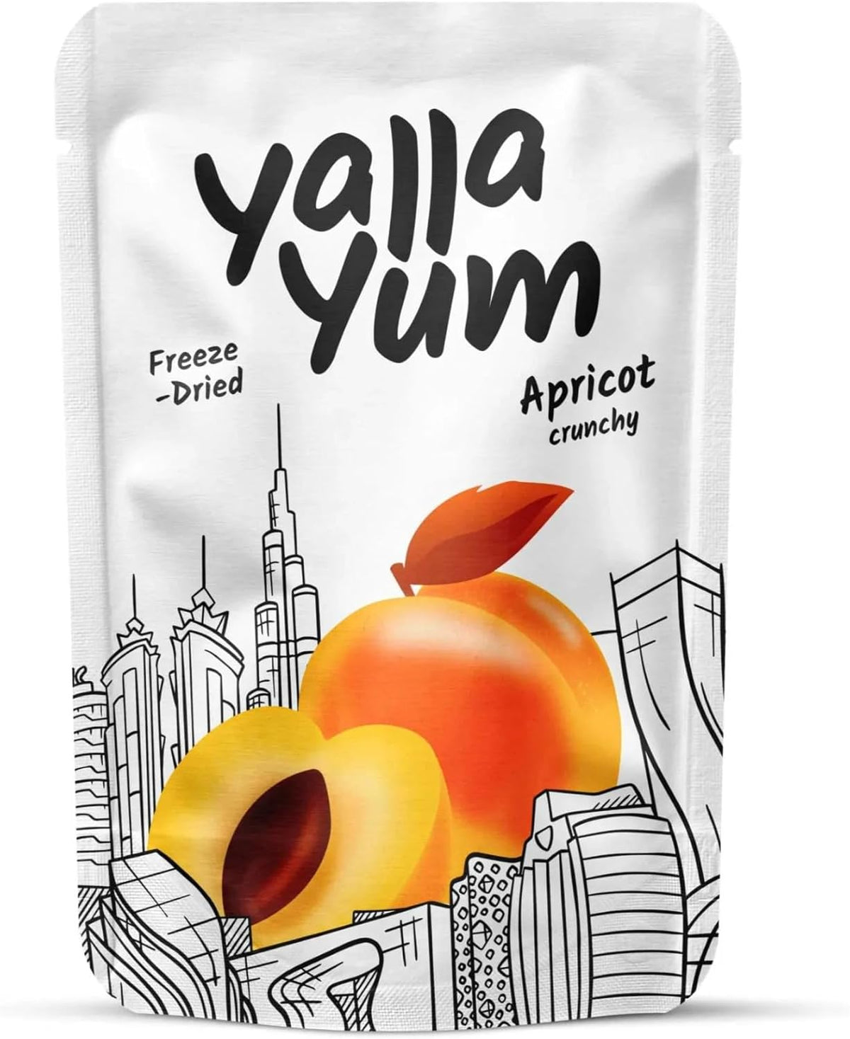 YallaYum Freeze Dried Crunchy Snack - Apricot - 40 g, 100% Fruit, Non-GMO, No Added Sugar, No Additives Added, Vegan, | Healthy Snack for On-the-Go