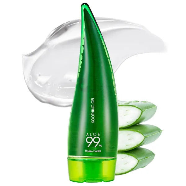 HOLIKA HOLIKA Aloe 99% Soothing Gel, 8.5 Ounce, 250ml - No Sticky 99% Aloe Vera Sunburn Relief - Moisturizing, Fast Absorbing for Face, Skin, Body&Hair
