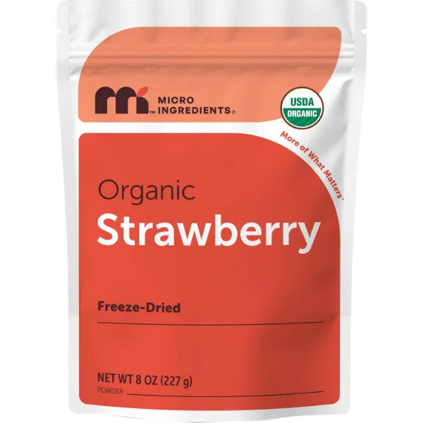 Micro Ingredients Organic Freeze-Dried Strawberry Powder, 8oz | No Added Sugars or Additives | 100% Natural Fruit Powder | Great Flavor for Drinks, Smoothies & Baking | Non-GMO, Gluten Free
