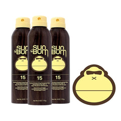 Sun Bum Original SPF 15 Sunscreen Body Spray with Sonny Sticker, Broad Spectrum Moisturizing Spray with Vitamin E, Hawaii 104 Compliant (No Octinoxate or Oxybenzone), 3 Pack