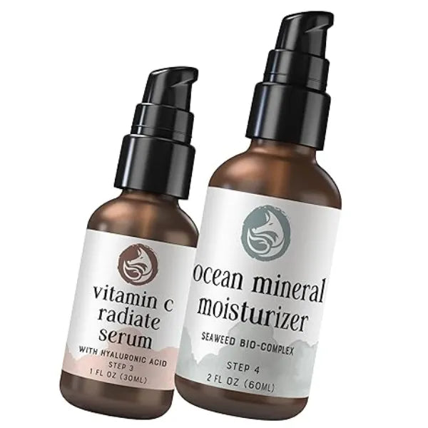 Foxbrim Naturals Radiant Skincare Pair Vitamin C Face Serum & Ocean Mineral Moisturizer