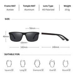 PUKCLAR Polarized Sunglasses Men Women - Rectangular Hiking Lightweight Material TR90 Frame UV400 Sports Outdoor Golf Cycling Fishing Eyewear Sunglasses