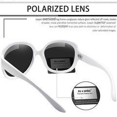 Joopin Polarized Sunglasses for Women, Ladies Big Frame Polarized Eyewear UV400 Protection Driving Fishing - White/Black