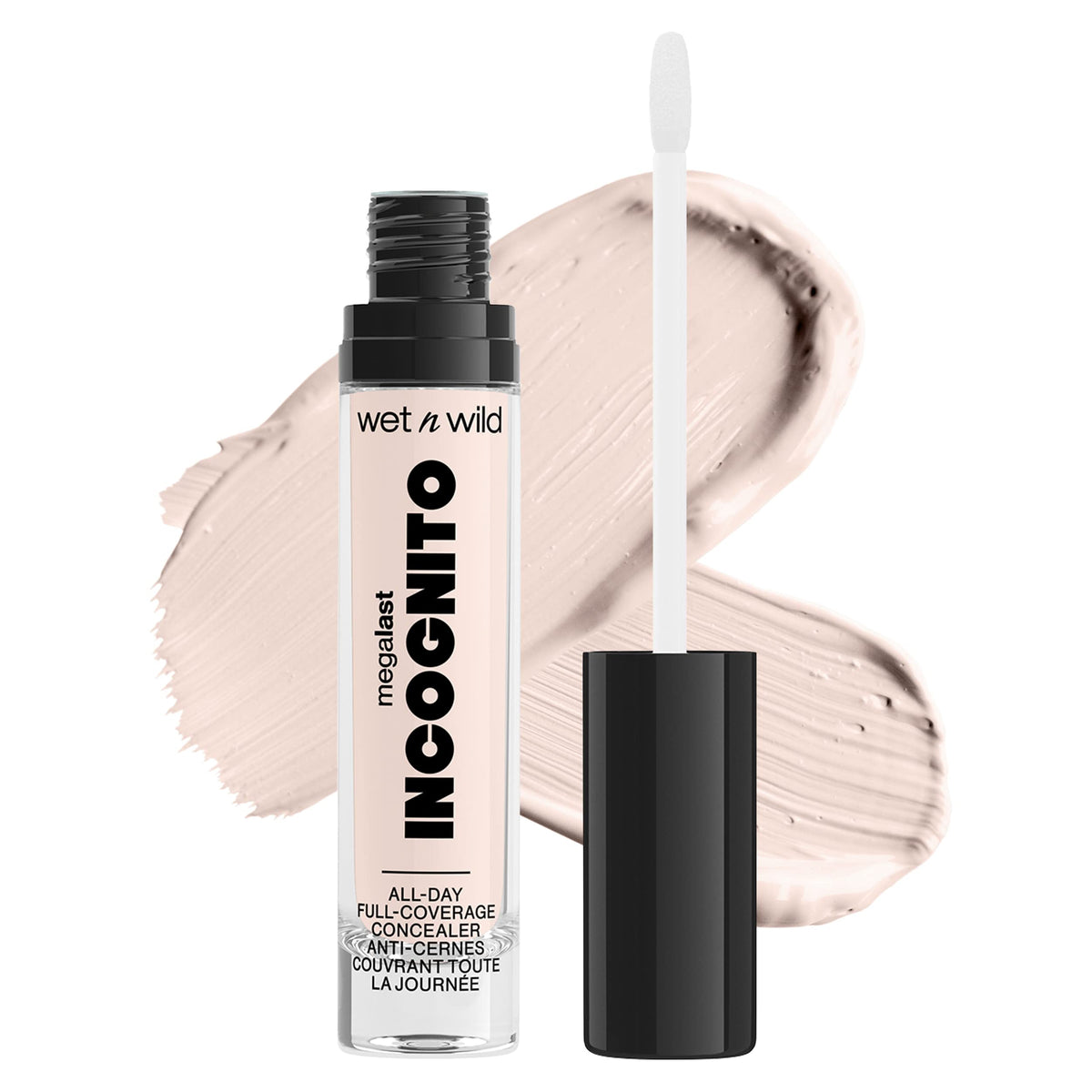 wet n wild, Megalast Incognito Full-Coverage Concealer, Seamless and Richly Pigmented, Buidable Medium-to-Full Coverage, Matte Finish, Nourishing and Hydrating Formula, with Shea Butter, Fair Beige