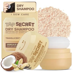 I DEW CARE Tap Secret Dry Shampoo Powder with Biotin & Korean Ginseng Natural Non Aerosol Dry Shampoo for Women Warm Vanilla & Coconut Scent, Volumizing Hair, Travel Size, Stocking Stuffers 0.24Oz
