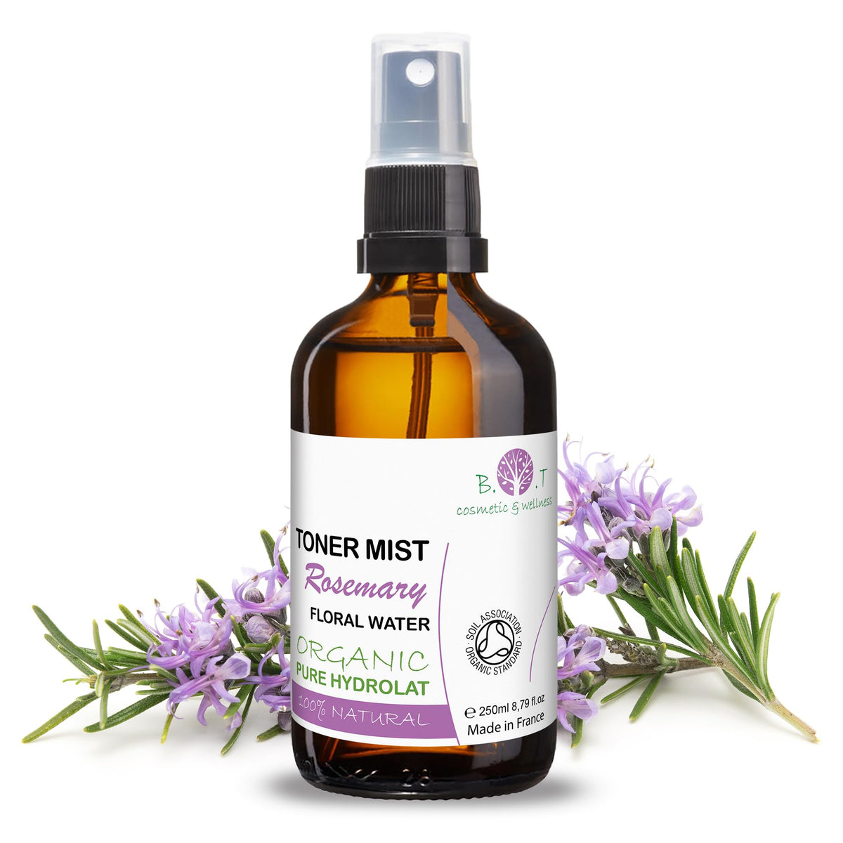 B.O.T cosmetic & wellness Organic Rosemary Hydrosol 250 ml Floral Water 100% Pure
