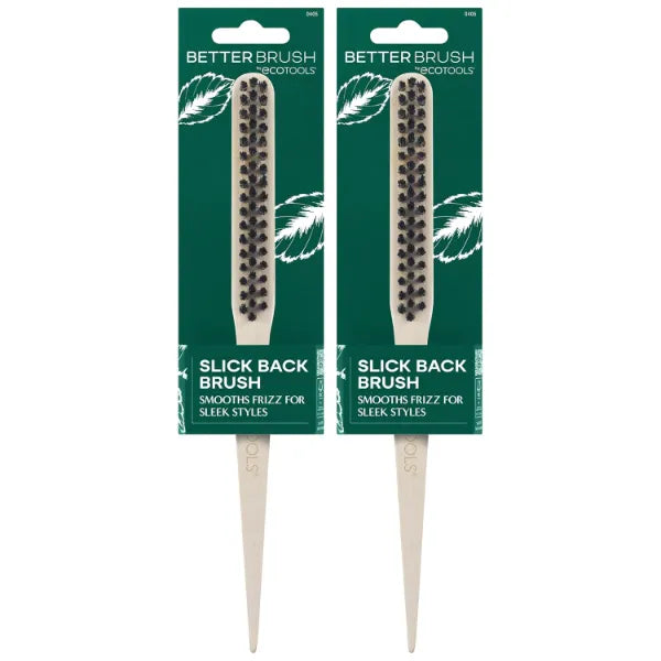 EcoTools Slick Back Brush 2-Pack – Bristle Brush, Hair Styling Tools for Detangling, Frizz Control, Teasing & Smoothing