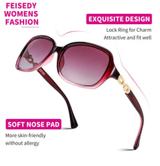 FEISEDY Women Polarized Sunglasses 100% UV400 Vintage Square Sun Glasses Outdoor Driving Fashion Shades for Women B2526