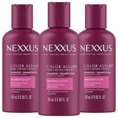 Nexxus Shampoo, Color Assure, Travel Size 3 Pack Replenishes and Extends Hair Color Vibrancy, 3 Oz Ea