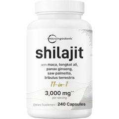 Micro Ingredients Shilajit 11‑in‑1 Complex for Men & Women, 240 Capsules - High Potency Shilajit Extract with Naturally Occurring Fulvic Acid - Maca Root, Tongkat Ali, Ginseng, Black Pepper & More